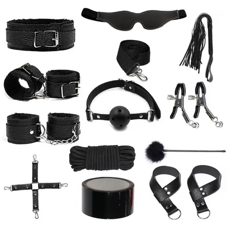 Guilty Toys - BDSM Fetish Essentials Set - 12 darabos, prémium kötöző szett (fekete)