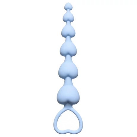 Lola Toys - Anal Heart's Beads Plug - szilikon análsor szív alakú gyöngyökkel (kék)