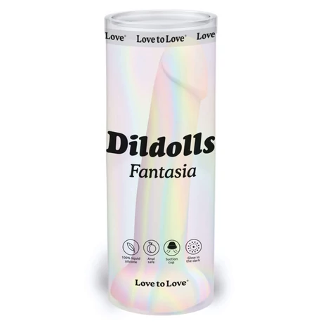 Love to Love - Dildolls - Fantasia - rögzíthető, foszforeszkáló, élethű G-pont dildó (14,8cm) - multicolor