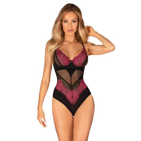 Obsessive - Rosenty - csipkével díszített, virág motívumos body (M/L)