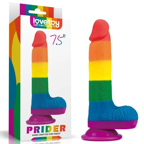 Outlet - 7,5&quot; Prider Dildo - rögzíthető, rugalmas, élethű herés dildó (multicolor)