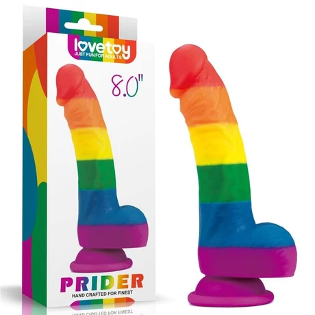 Outlet - 8&quot; Prider Dildo - rögzíthető, rugalmas, élethű herés dildó (multicolor)