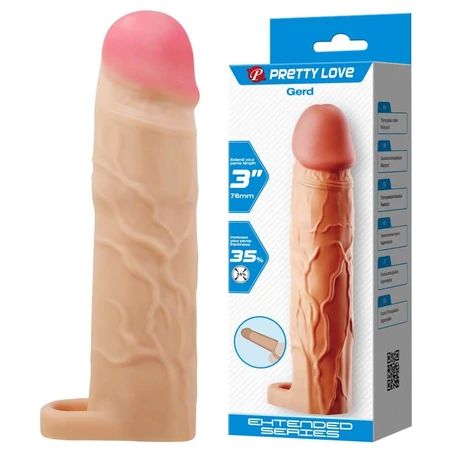 Pretty Love - Gerd - élethű péniszköpeny heregyűrűvel (testszínű)