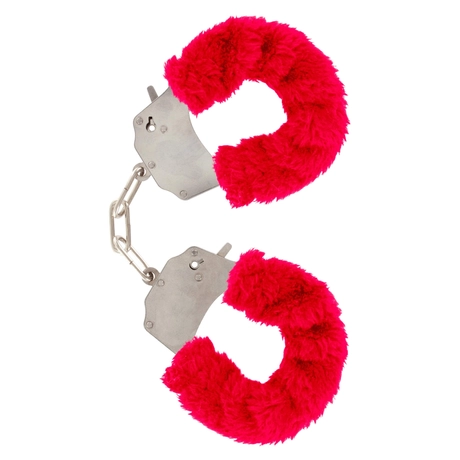 ToyJoy - Furry Fun Cuffs - fém bilincs piros plüss bevonattal 