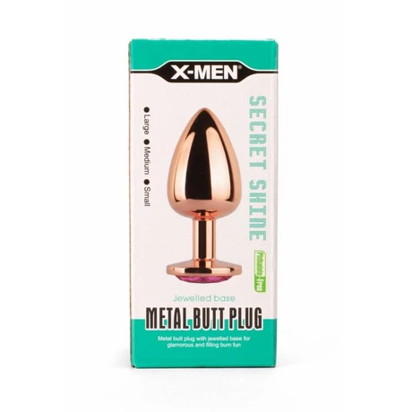 X-Men - Secret Shade Metal Butt Plug - kisméretű díszített fém análdugó (arany/rózsa)