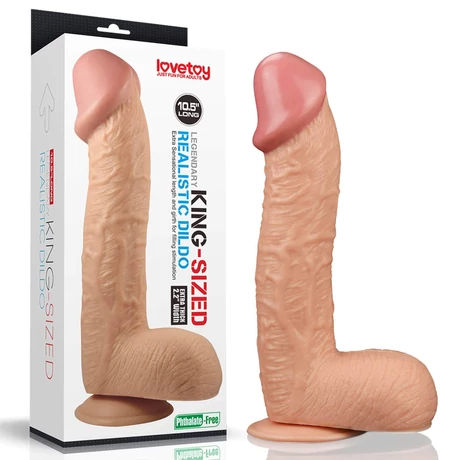 Lovetoy - 10,5&quot; Legendary King Sized Realistic Dildo - rugalmas, rögzíthető, élethű dildó (28,5cm) - natúr