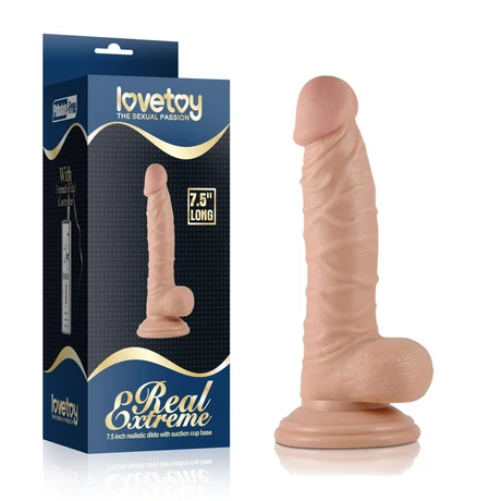 Lovetoy - 7,5&quot; Real Extreme Dildo - rögzíthető, élethű, herés dildó (19cm) - natúr