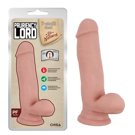 Chisa Novelties - Pruriency Lord - rögzíthető, herés, élethű dildó (20cm) - testszínű