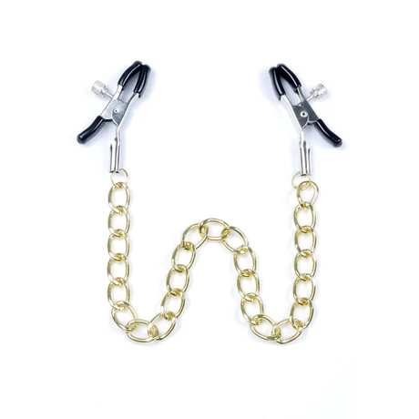 Fetish B - Series - Exclusive Nipple Clamps No.8 - állítható fém mellbimbó csipesz és lánc