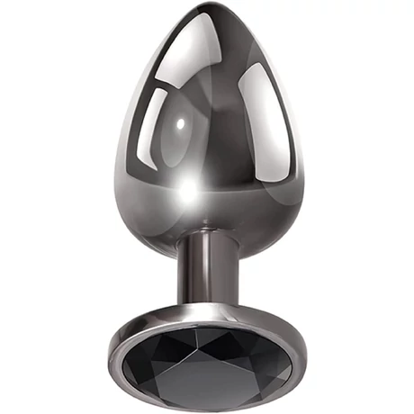 Guilty Toys - Butt Plug Dark Anal Plug - kisméretű, fém análdugó fekete kristállyal díszítve (S) - szürke