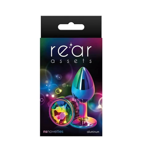 NS Novelties - Rear Assets - Multicolor Small Rainbow - kisméretű, díszített, fém análdugó (S) - multicolor