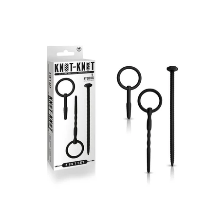 Nmc - Knot-Knot Silicone Urethral Sounding Kit I - szilikon hugycső tágító szett (3db/cs) - fekete
