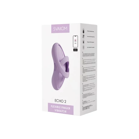 Svakom - Echo 2 Pink Lilac - websmart , 5 rezgési és melegítő funkciós ujjra húzható vibrátor (USB) - lila