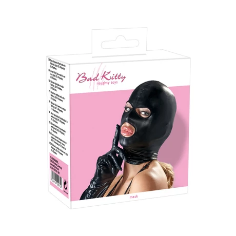 Bad Kitty - Naughty Toys - fényes maszk nyitott száj és szemnyílással (fekete)