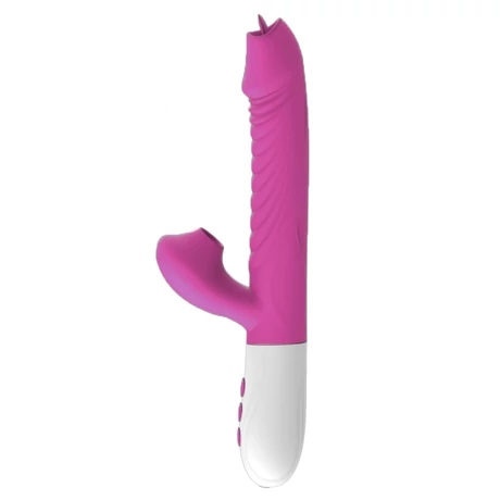 Boss Series Foxshow - rotáció, melegító és lökő funkciós csiklóizgató és G-pont vibrátor (USB) - lila