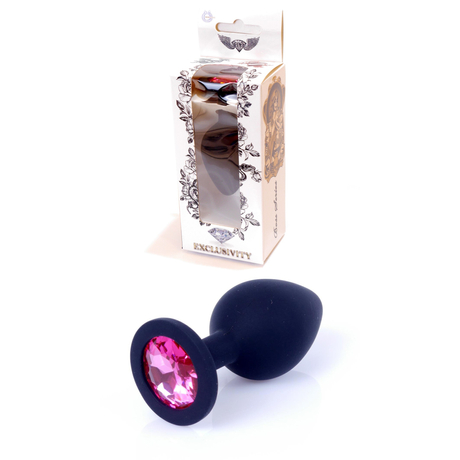 Boss Series - Jewellery - pink gyémántos,  közepes, szilikon análdugó (fekete)