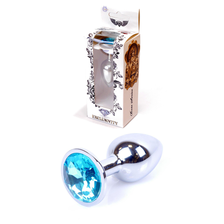 Boss Series - Jewellery - világoskék kristályos análdugó (ezüst)