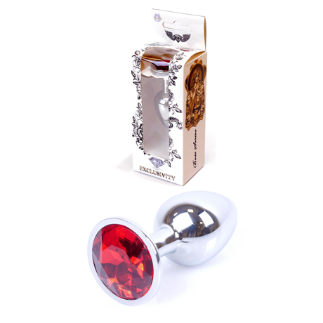 Boss Series - Jewellery - vörös kristályos análdugó (ezüst)