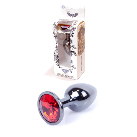 Boss Series - Jewellery - vörös kristályos análdugó (sötét-ezüst)