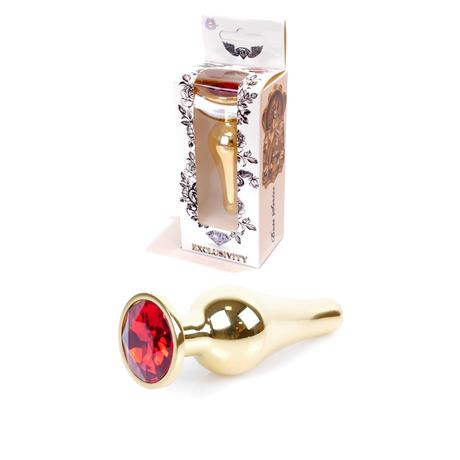 Boss Series - Jewellery - vörös kristályos,  hosszúkás análdugó (arany)