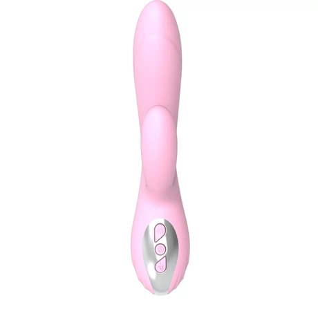 Boss Series - Joker - melegítő és masszázs funkciós nyuszis csiklóizgató és G-pont vibrátor (USB) - pink