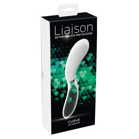Liaison - Glass Vibrator 2 - 10 funkciós, LED szilikon masszírozó és üveg vibrátor duó (USB) - fehér