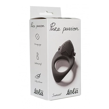 Lola - Pure Passion Sunset - vibrációs péniszgyűrű csiklóizgatóval (fekete) 