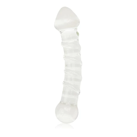 Lovetoy - 7&quot; Glass Romance - temperálható, gyöngyös üvegdildó (17,8) - áttetsző
