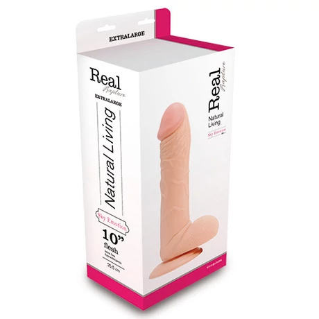 Real Rapture - Natural Living 10&quot; - rögzíthető, élethű, herés dildó (25,5cm) - natúr