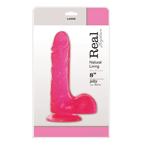 Real Rapture - Natural Living Jelly 8&quot; - rögzíthető, élethű, herés dildó (20,5cm) - pink