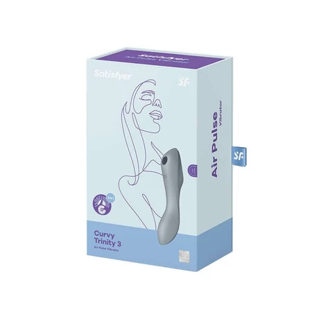 Satisfyer - Curvy Trinity 3 - prémium léghullámos csiklóizgató és G-pont vibrátor (USB) - szürkés-kék