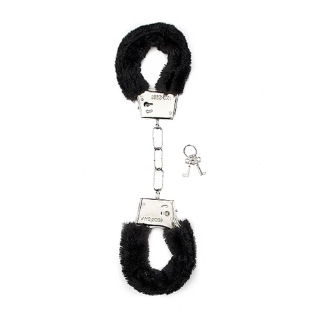 ShotsToys - Furry Handcuffs - szőrös csuklóbilincs (fekete)