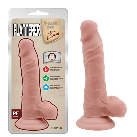 Chisa Novelties - Flatterer - letapaszható, élethű, herés dildó (18,6cm) - natúr