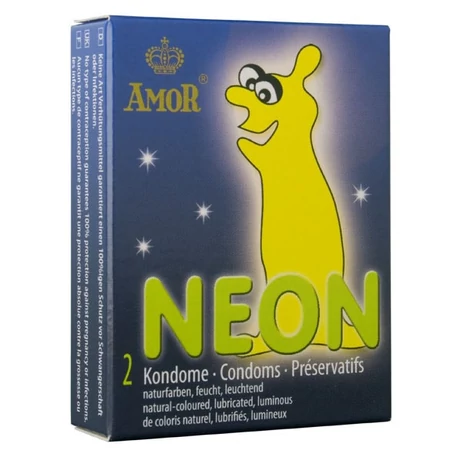 Amor - Neon - foszforeszkáló gumi óvszer (2db/cs)