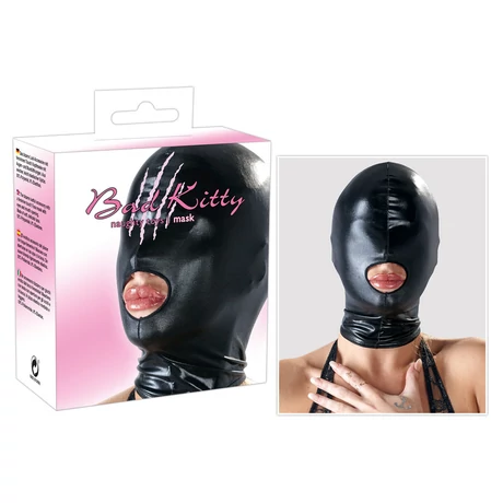 Orion - Bad Kitty - Naughty Toys - Mask 1 - fényes maszk nyitott szájnyílással (fekete)