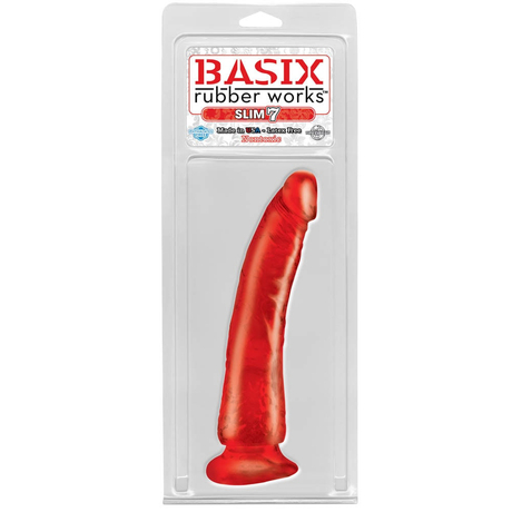 Pipedream - Basix Rubber Works Slim 7 inch Dong Red