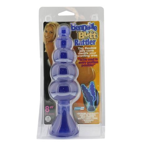 Nmc - Bendable Butt Rattler - rögzíthető, 5 szemes, zselés análdildó (lila)