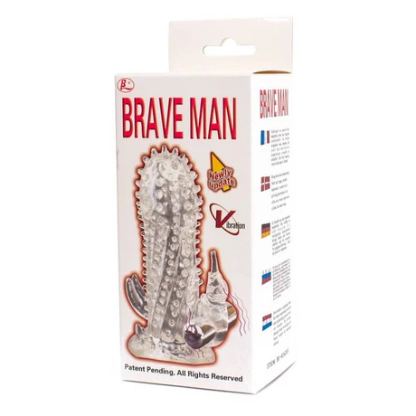 Baile - Brave Man - rücskös péniszköpeny vibrációs csiklóizgatóval (áttetsző)