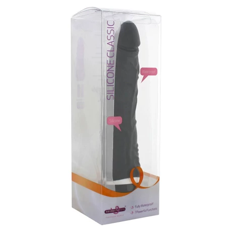 Seven Creations - Classic Slim Vibrator - 7 funkciós, élethű vibrátor (21cm) fekete
