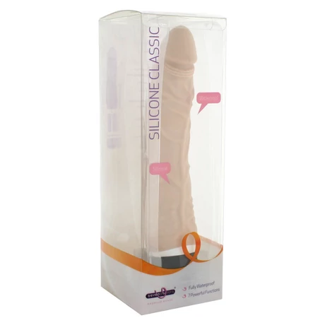 Seven Creations - Classic Slim Vibrator - 7 funkciós, élethű vibrátor (21cm) natúr