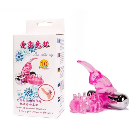 Debra - Love Rabbit Ring - 10 funkciós vibrációs péniszgyűrű nyuszis csiklóizgatóval (pink)
