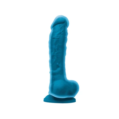 NS Toys - Colours Dual Density 8&quot; - rögzíthető, élethű, herés dildó (24cm) - kék