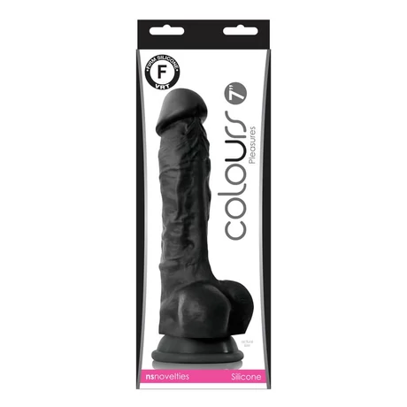 NS Toys - Colours Pleasures 7&quot; - rögzíthető, élethű, herés dildó (23,5cm) - fekete