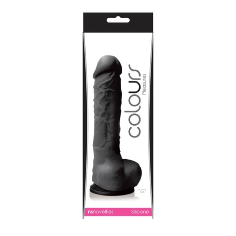 NS Toys - Colours Pleasures Small - rögzíthető, élethű, herés dildó (17,8cm) - fekete