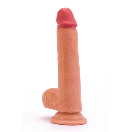 Lovetoy - 8&quot; Dual-Layered Silicone Cock - rögzíthető, élethű, herés dildó (20,5cm) - natúr