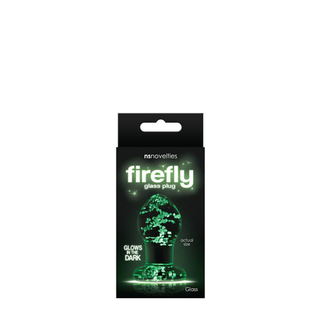 NS Toys - Firefly Glass Plug - Glows in the Dark - kis méretű, foszforeszkáló, üveg análdugó (6cm) - áttetsző