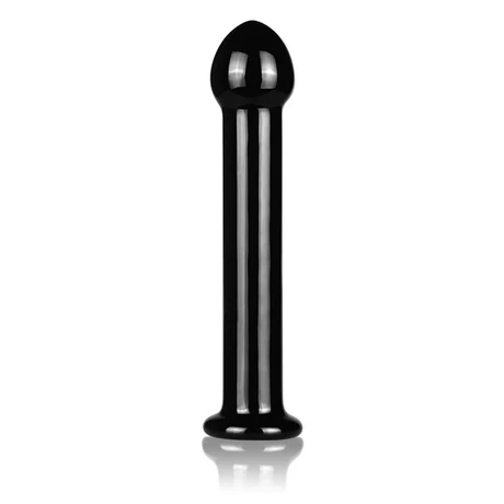 Lovetoy - Glass Romance Black 1 - temperálható üveg dildó (16cm) - fekete