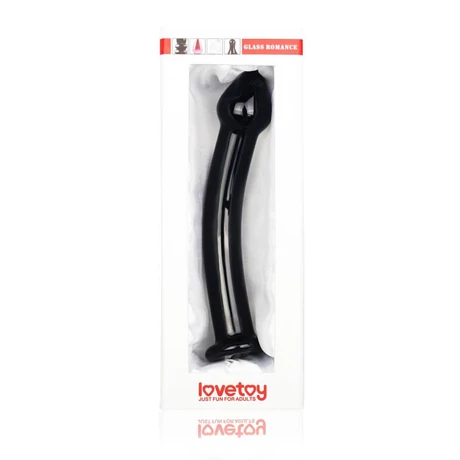 Lovetoy - Glass Romance Black 2 - temperálható, ívelt, üveg dildó - (16cm) - fekete