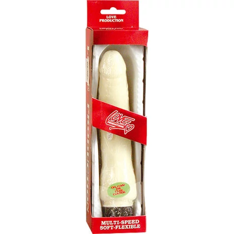 Seven Creations - Glow In The Dark Vibrator - sötétben foszforeszkáló, élethű vibrátor (20cm) - fehér