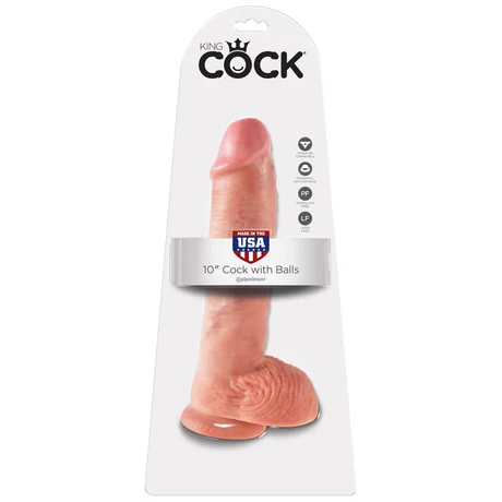 Pipedream - King Cock - 10&quot; Cock With Balls - rögzíthető, élethű, herés dildó (natúr)